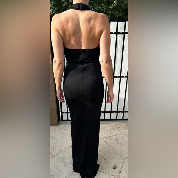 Amanda Uprichard Full Plunge, Halter Neck High Slit, Bare Back Gown B2 - Picture 11 of 11